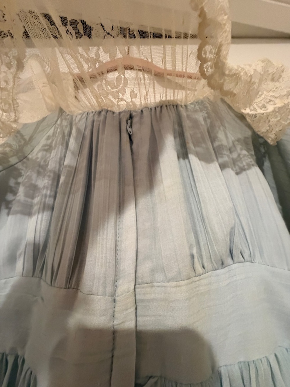 VINTAGE GUNNE SAX LIGHT BLUE PRAIRIE MAXI DRESS LACE BOHO COTTAGECORE WEDDING - Picture 5 of 16